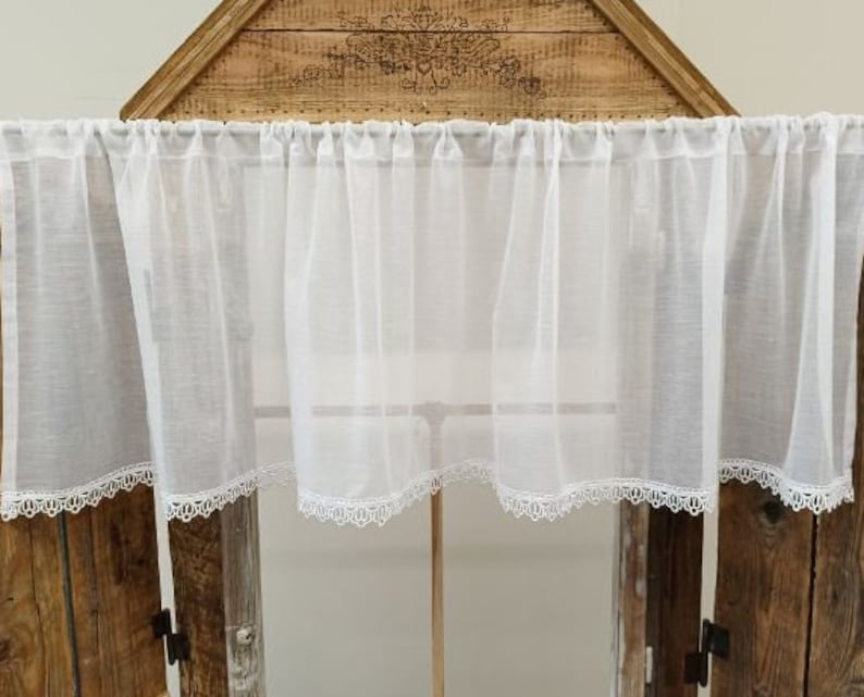 White Elegant Cafe Curtain With Lace Window Panel Country Kitchen