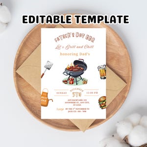 Happy Fathers Day Invite Barbecue Invite, Fathers Day Barbecue Brunch, Editable Invitation Template, Instant Download