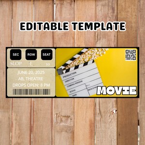 Personalized Theatre Ticket Template: Custom Event Gift (PDF Downloadable Canva File)
