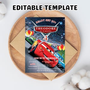 Lightning McQueen Birthday Invitation: Cars Party, Editable Template (Digital Download)