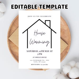Editable House Warming Invitation, House Warming Party, Modern, Minimalist, Printable or Text Invite editable invitation