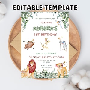 Lion King Birthday Invitation: Editable Printable Party File