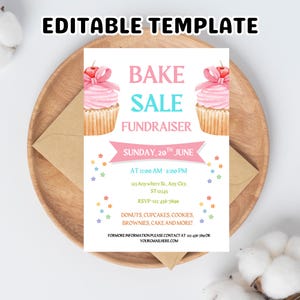 EDITABLE Bake Sale Flyer, Printable PTA, PTO Flyer, School Family Fundraiser Event, Team Sports Center, Church Printable Digital Invitation