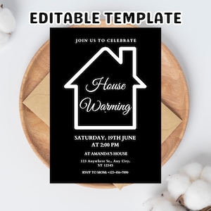Editable House Warming Invitation, House Warming Party, Modern, Minimalist, Printable or Text Invite, Digital, House Party Invite, Canva