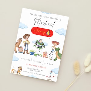 Watercolor Toy Story Birthday Invitation, Toy Story Birthday Party, Kids Digital Invitation, Kids Birthday Party, Instant Download