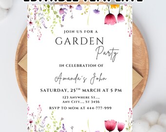 Wildflower Garden Birthday Invitation: Editable Floral Canva Template (Digital Download)