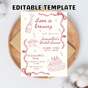 Love is Brewing Bridal Shower Invitation: Coffee Theme (Canva Editable, Digital Download)