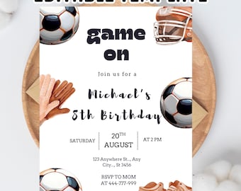 Editable Soccer Birthday Invitation Template: Instant Canva Download