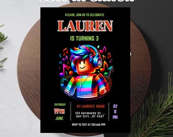 Roblox Birthday Invitation: Editable Game Party Template (5x7 in, Digital Download)
