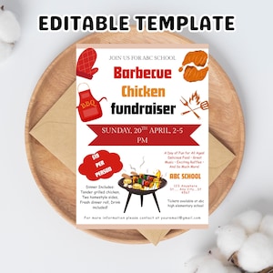 Editable BBQ Fundraiser Flyer Ticket: School Church Event (Printable Download)