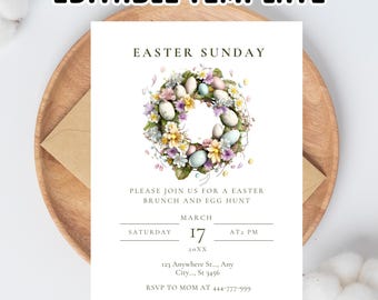 Floral Easter Brunch Invitation: Egg Hunt Template (Digital Download)