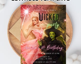 Editable Wicked Birthday Party Invitation: Canva Template (Instant Download)