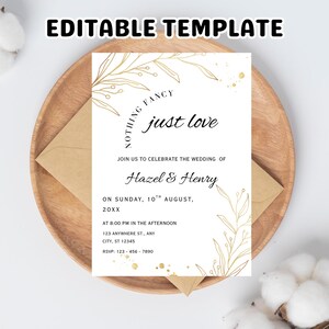 Nothing Fancy Just Love Invitation, Elopement Reception Invite, Minimalist Elopement Announcement Card, Modern Reception Invite Template