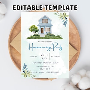 Housewarming Invitation Template: Editable Text & Photo (5x7 in, Digital Download)