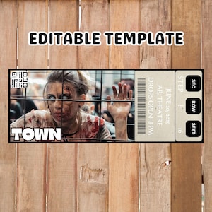 Editable Theater Ticket Template: Surprise Movie, Horror Show (Digital Download)