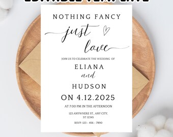 Minimalist Wedding Invitation Template: Modern Digital Invite (5x7 in, PDF)