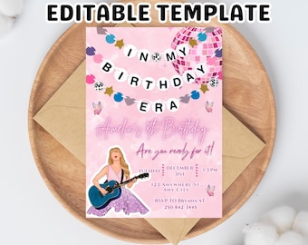 Taylor Birthday Invitation: Editable Era Party Invite (Digital Printable)