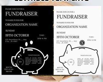 Editable Minimalist Fundraiser Flyer Template: Charity Event Invitation (5x7 in, Digital Download, PDF)