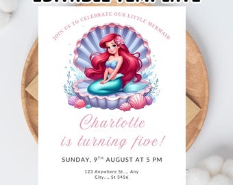 Little Mermaid Ariel Birthday Invitation: Editable Party Invite (Instant Download)