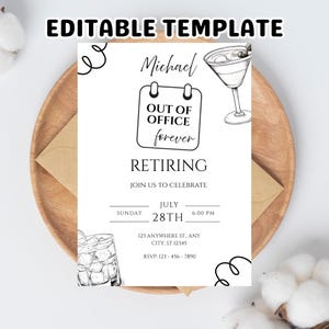 Retirement Party Invitation: Minimalist Printable Evite (Instant Download, Editable Text)