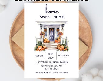 Home Sweet Home Housewarming Einladung: Bearbeitbare Vorlage (Digitaler Download 13 x 18 cm)