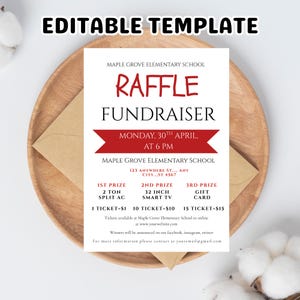 Editable Raffle Fundraiser Flyer Template: Church, School, Charity (Canva PDF Download)
