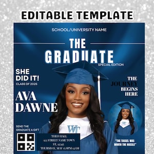 Editable Graduation Party Flyer: Class of 2025, Canva Template (Digital Download)