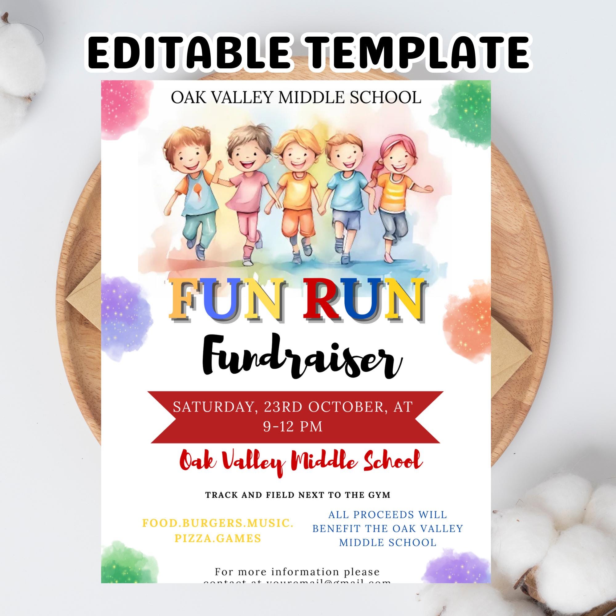 Invitation Program Fun Run Fun Run Invitation: School Charity Race, Editable Template (digital ...