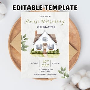 Minimalist Housewarming Invitation: New Home Party Invite (5x7, Digital Download, Editable Text)