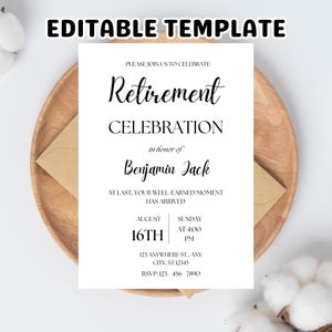 Modern Retirement Party Invitation Template: Editable Digital Download