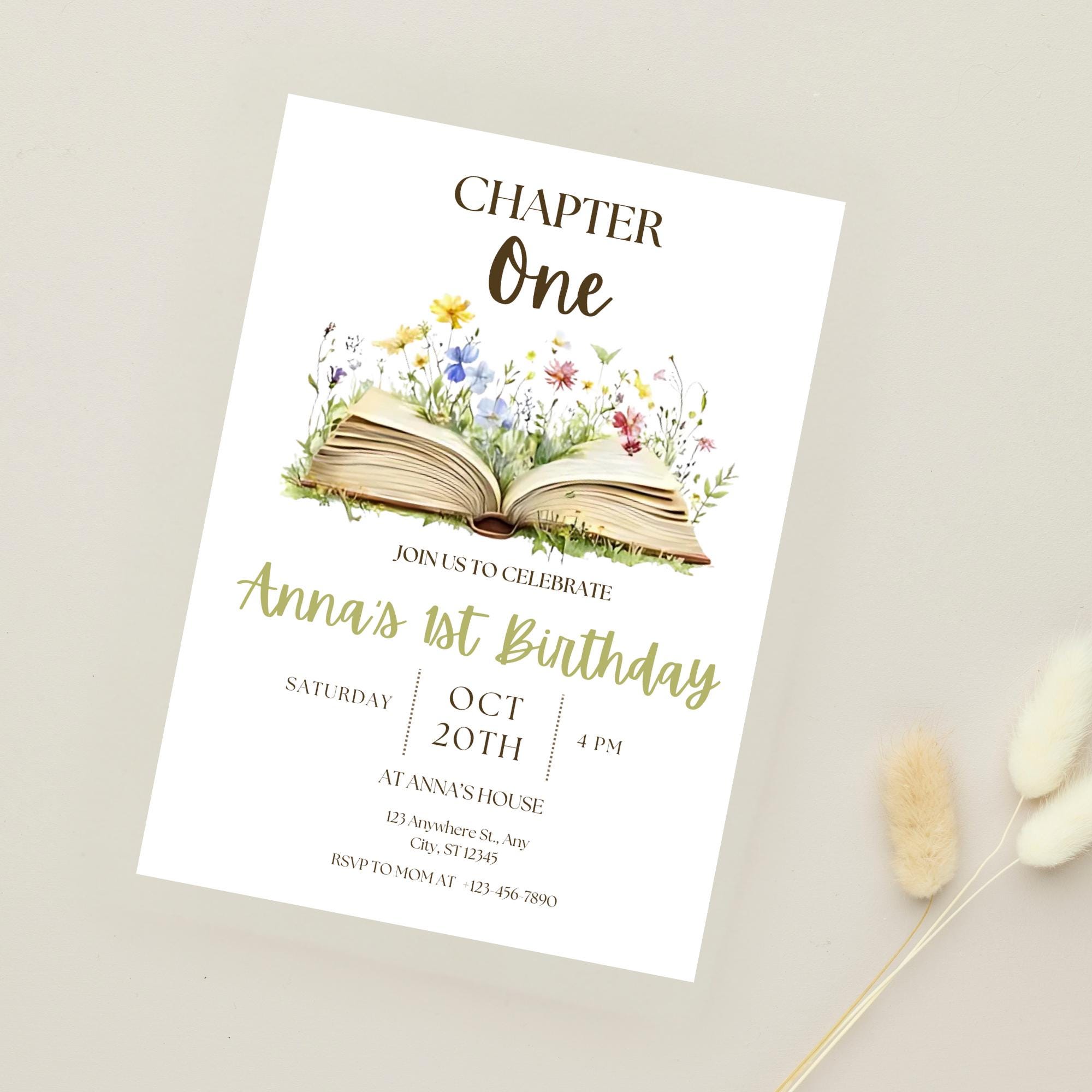Storybook First Birthday Invitation: Chapter One Theme (digital ...