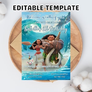 Moana Birthday Invitation: Editable Hawaiian Party Template (Digital Download, 5x7 in