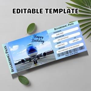 Surprise Vacation Boarding Pass Template: Editable Plane Ticket (PDF Download)