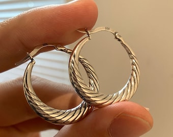 Sterling Silver Hoop Earrings, Vintage Style Sterling Silver Earrings