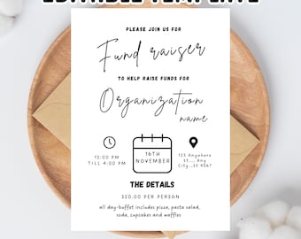 Minimalist Fundraiser Invitation Template: Editable Charity Gala Flyer (Digital Download, 5x7 in)