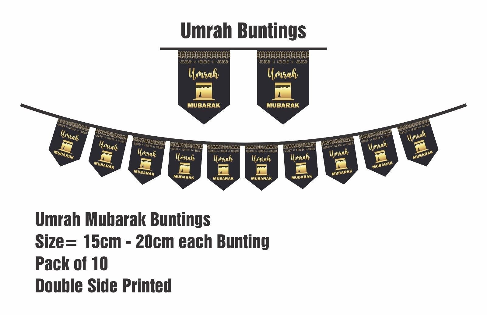 Umrah Mubarak Banner – Wimpelkette Für Umrah-Feiern, Geburtstag, Verlobung, Partydekoration