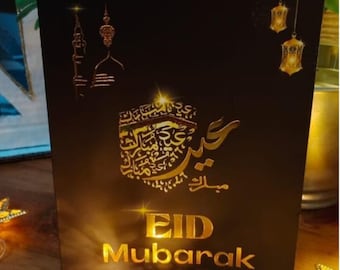 Eid Mubarak Gold Foil Print Card Gift Card Greeting Islamic Decor A5 size