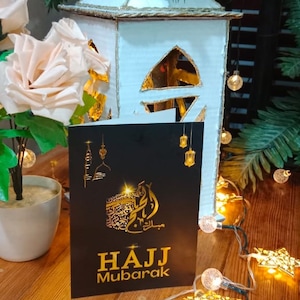 Hajj Mubarak folha de ouro cartão de presente cartão de presente decoração islâmica tamanho A5