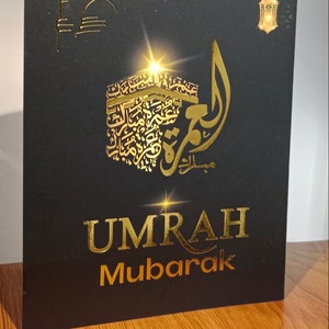 Umrah Mubarak zwarte foliedrukkaart elegante premium kwaliteit
