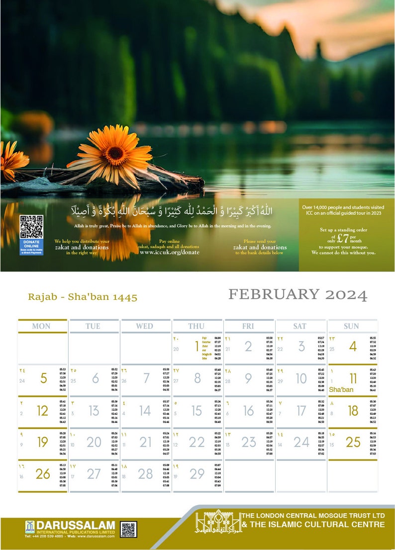 2024 Islamic Calendar for Hijri 14451446 Gift Present Unique Etsy