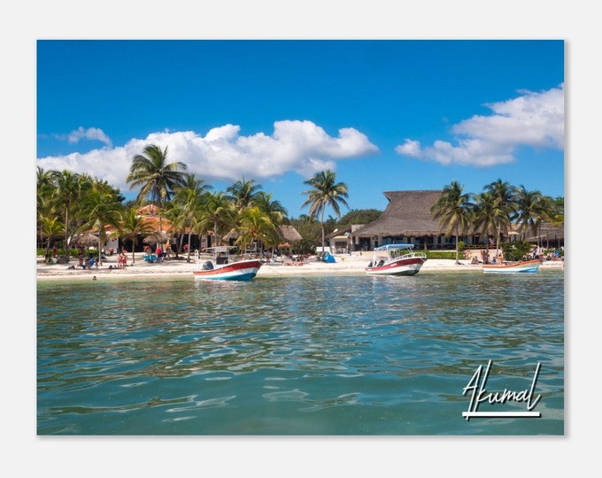 Akumal Mexico Poster Wall Art | Akumal Beach Home Decor | Akumal Digital Print | Akumal Palms Trees Horizontal | Akumal Hanging Travel Photo