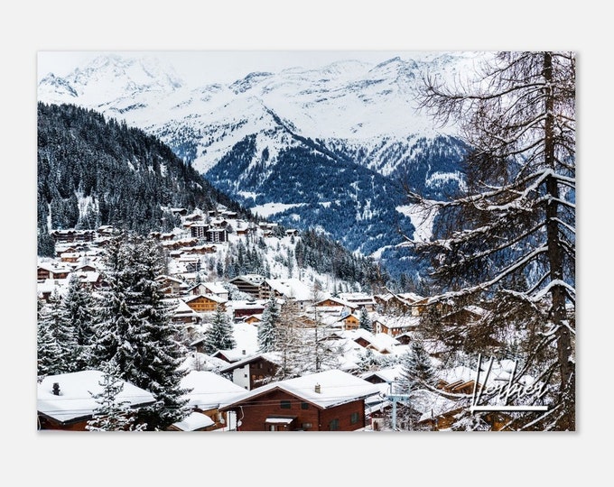 Verbier Switzerland Poster Wall Art | Verbier Swiss Alps Home Decor | Verbier Winter Poster Print | Verbier Skyline | Verbier Travel Photo