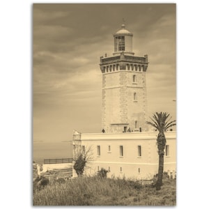 Tangier Poster Vintage Print | Retro Tanger Schwarz-Weiß-Sepia-Foto-Geschenk | Tanger Wand Kunst Wohnkultur | Vertikale Reise Stadt Tanger