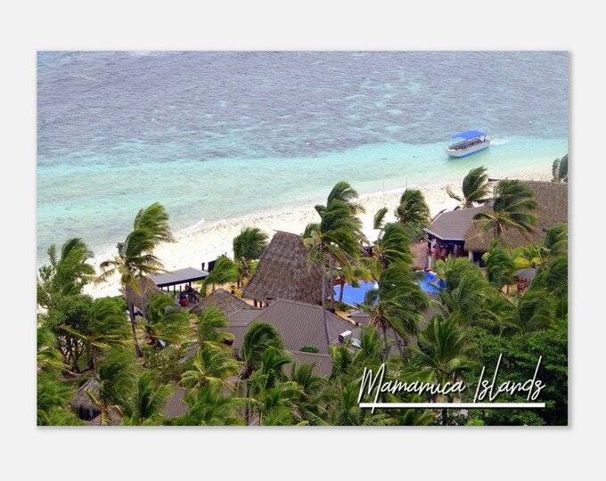 Mamanuca Islands Fiji Poster Wall Art | Mamanuca Group Islands Home Decor Digital Print | Horizontal Palm Trees Hanging Travel Photo Present