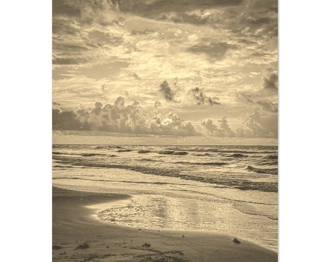 Vintage Galveston Texas Travel Poster Print Wall Art | Retro Galveston Home Decor | Galveston Coast Print Vertical | Galveston Sepia Photo