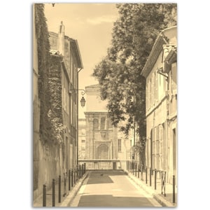 Vintage Aix-en-Provence Poster Print / Retro France Black White Sepia Photo Gift / Street Wall Art Home Decor / Vertical Travel City Poster