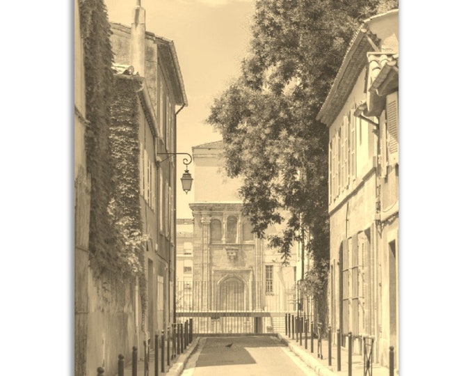 Vintage Aix-en-Provence Poster Print | Retro France Black White Sepia Photo Gift | Street Wall Art Home Decor | Vertical Travel City Poster