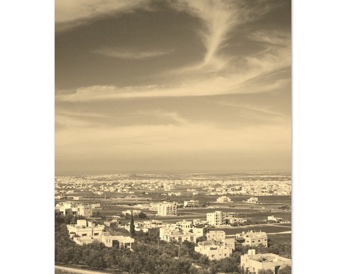 Vintage Irbid Jordan Travel Poster Print Wall Art | Retro Irbid Skyline Home Decor | Irbid Cityscape Print Vertical | Irbid Sepia Photo
