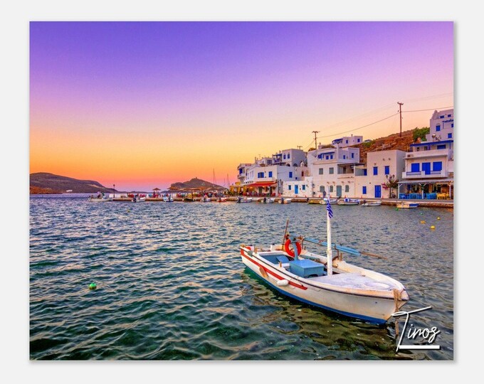 Tinos Greece Travel Poster Wall Art | Tinos Coast Home Decor | Tinos Boat Digital Print |Tinos Island Horizontal | Tinos Hangings Photo Gift