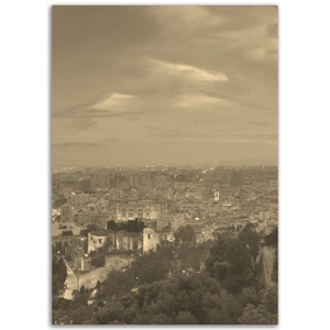 Malaga Poster Vintage Spain Print | Retro Malaga Sepia Photo Gift | Malaga Wall Art Spanish Home Decor Vertical Malaga Travel City Souvenir
